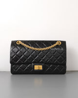 Chanel Reissue 2.55 224 Small | Black Aged Calfskin Brushed Gold Hardware-front1