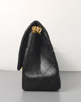 Chanel Reissue 2.55 224 Small | Black Aged Calfskin Brushed Gold Hardware-details