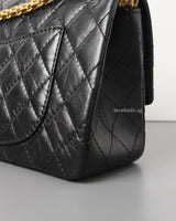 Chanel Reissue 2.55 224 Small | Black Aged Calfskin Brushed Gold Hardware-details