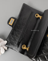 Chanel Reissue 2.55 224 Small | Black Aged Calfskin Brushed Gold Hardware-details