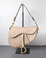 Dior Saddle Medium | Caramel Beige Calfskin Brushed Gold Hardware-front1