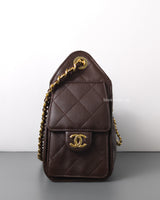 Chanel Chanel 25 Mini | 26B Chocolate Brown Caviar Gold Hardware-side