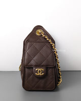 Chanel Chanel 25 Mini | 26B Chocolate Brown Caviar Gold Hardware-details