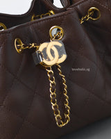 Chanel Chanel 25 Mini | 26B Chocolate Brown Caviar Gold Hardware-details
