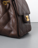 Chanel Chanel 25 Mini | 26B Chocolate Brown Caviar Gold Hardware-details