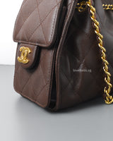 Chanel Chanel 25 Mini | 26B Chocolate Brown Caviar Gold Hardware-details