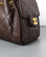 Chanel Chanel 25 Mini | 26B Chocolate Brown Caviar Gold Hardware-details