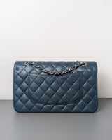 Chanel Classic Flap Medium | Grey Blue Caviar Silver Hardware-back