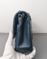 Chanel Classic Flap Medium | Grey Blue Caviar Silver Hardware-details