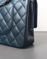 Chanel Classic Flap Medium | Grey Blue Caviar Silver Hardware-details