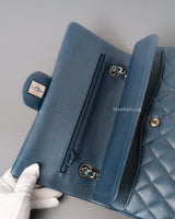 Chanel Classic Flap Medium | Grey Blue Caviar Silver Hardware-details