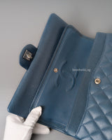 Chanel Classic Flap Medium | Grey Blue Caviar Silver Hardware-details