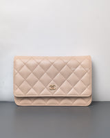 Chanel Wallet On Chain Beige Caviar Light Gold Hardware-front1