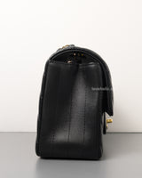 Chanel Classic Flap Chevron Mini Rectangle | Black Lambskin Light Gold Hardware-side