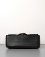 Chanel Classic Flap Chevron Mini Rectangle | Black Lambskin Light Gold Hardware-details