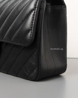 Chanel Classic Flap Chevron Mini Rectangle | Black Lambskin Light Gold Hardware-details