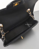 Chanel Classic Flap Chevron Mini Rectangle | Black Lambskin Light Gold Hardware-details