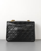Chanel Vintage Classic Flap 20cm Mini Square | Black Lambskin 24K Gold Hardware-back