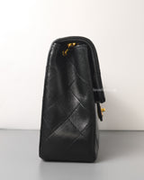 Chanel Vintage Classic Flap 20cm Mini Square | Black Lambskin 24K Gold Hardware-side