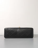 Chanel Vintage Classic Flap 20cm Mini Square | Black Lambskin 24K Gold Hardware-details