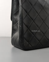 Chanel Vintage Classic Flap 20cm Mini Square | Black Lambskin 24K Gold Hardware-details