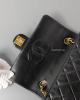 Chanel Vintage Classic Flap 20cm Mini Square | Black Lambskin 24K Gold Hardware-details