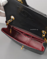 Chanel Vintage Classic Flap 20cm Mini Square | Black Lambskin 24K Gold Hardware-details