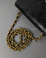 Chanel Vintage Classic Flap 20cm Mini Square | Black Lambskin 24K Gold Hardware-details