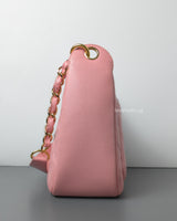 Chanel Vintage Half Moon Hobo Bag Sakura Pink Caviar 24K Gold Hardware-side