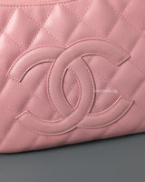 Chanel Vintage Half Moon Hobo Bag Sakura Pink Caviar 24K Gold Hardware-details