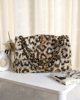 Chanel Maxi Flap 38cm | 26A Leopard Tweed Gold Hardware-front