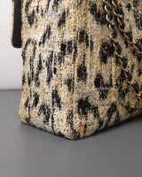 Chanel Maxi Flap 38cm | 26A Leopard Tweed Gold Hardware-details