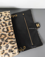 Chanel Maxi Flap 38cm | 26A Leopard Tweed Gold Hardware-details