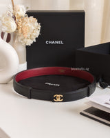 Leather Belt 26B Black Caviar Gold Hardware
