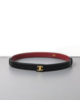 Leather Belt 26B Black Caviar Gold Hardware