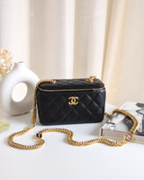 Vanity Bag with Chain 23C Black Lambskin Gold Hardware