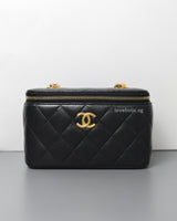 Vanity Bag with Chain 23C Black Lambskin Gold Hardware