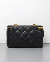 Vanity Bag with Chain 23C Black Lambskin Gold Hardware