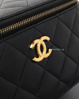 Vanity Bag with Chain 23C Black Lambskin Gold Hardware