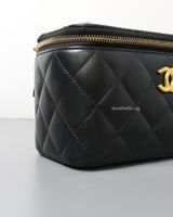 Vanity Bag with Chain 23C Black Lambskin Gold Hardware