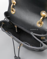 Chevron Backpack | Black Calfskin Light Gold Hardware