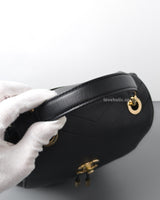 Chevron Backpack | Black Calfskin Light Gold Hardware