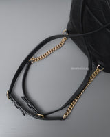 Chevron Backpack | Black Calfskin Light Gold Hardware