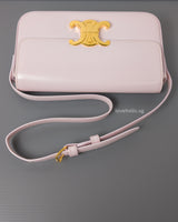 Triomphe Shoulder Bag Peony/Pastel Pink Shiny Calfskin Gold Hardware
