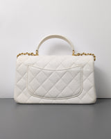 Chanel Mini Rectangle with Top Handle 21S Ivory Caviar Brushed Gold Hardware-back