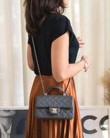Chanel Mini Rectangle with Top Handle 22A Grey Lambskin Light Gold Hardware-model
