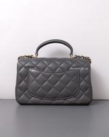 Chanel Mini Rectangle with Top Handle 22A Grey Lambskin Light Gold Hardware-back