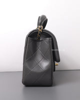 Chanel Mini Rectangle with Top Handle 22A Grey Lambskin Light Gold Hardware-side