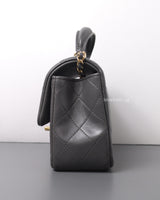Chanel Mini Rectangle with Top Handle 22A Grey Lambskin Light Gold Hardware-details