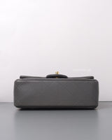 Chanel Mini Rectangle with Top Handle 22A Grey Lambskin Light Gold Hardware-details